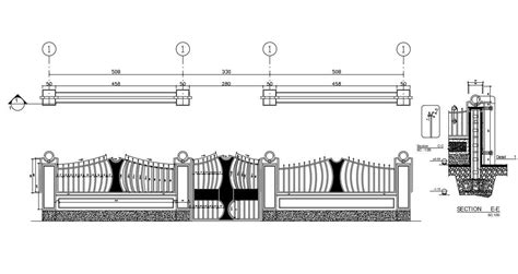 Main Entrance Gate Design With Details Dwg Net Cad Blocks And House