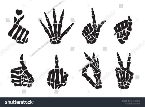 Skeleton Hand Gestures Set Collection Hand Stock Vector Royalty Free