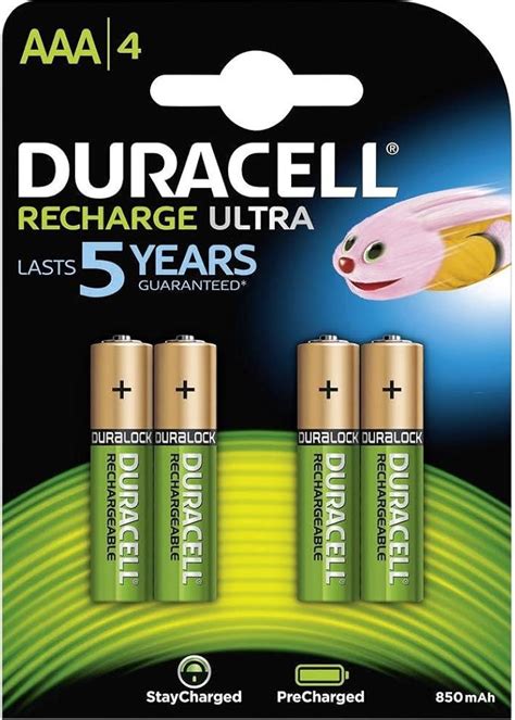 Duracell Stay Charged Rechargeable AAA LR03 Batteries 800 MAh Pack Of