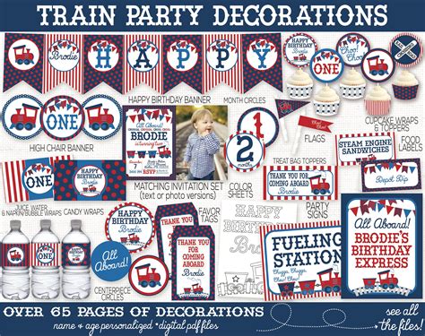 Train Birthday Party Printable Decorations, Train Party, Train Birthday ...