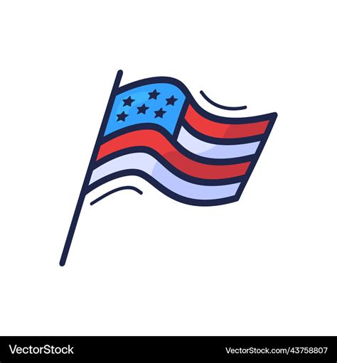 Hand Drawn Doodle Style Usa Flag With Stars Vector Image