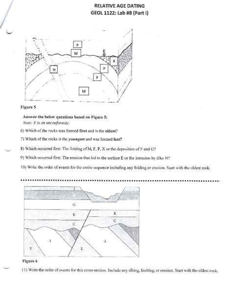 Relative Dating Worksheet Answer Key