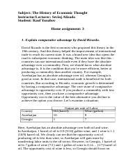 Explain comparative advantage by David Ricardo..docx - Subject: The ...