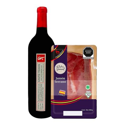 Combo Vino Tinto Santo Tomás más Jamón Serrano Extra especial Walmart