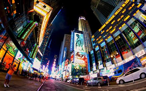 Download Fisheye New York Manhattan Man Made Times Square HD Wallpaper