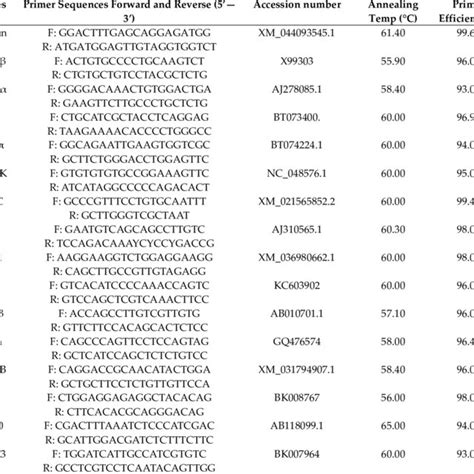 Pcr Amplification Procedure And Real Time Pcr Primer Sequences