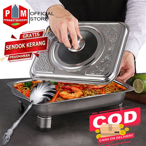 Jual Tempat Makan Prasmanan Stainless Pan Fast Food Dish Prasmanan