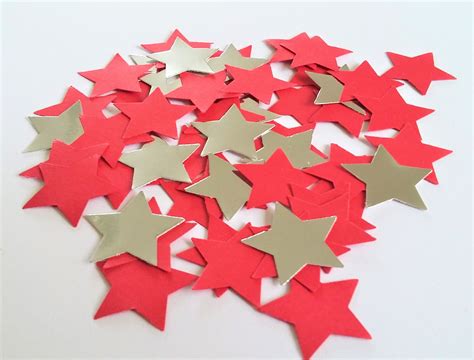 1 Red And Silver Metallic Star Confetti Christmas Table Etsy