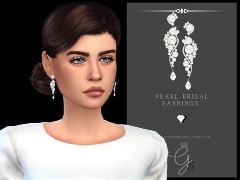 Pearl Bridal Earrings Glitterberry Sims In 2024 Sims Sims 4