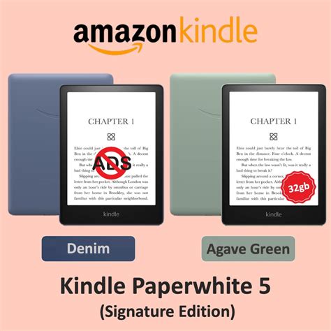 No Ads Green Denim Kindle Paperwhite 5 11th Gen 32gb