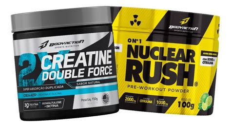 Creatina Double Force G Pr Treino Nuclear Rush G Bodyaction