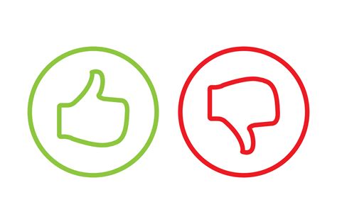 Thumbs Up On Green Circle And Thumbs Down On Red Circle Icon Vector