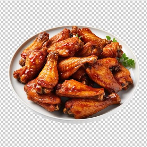 A Plate Of Chicken Wings Isolated On Transparent Background Premium