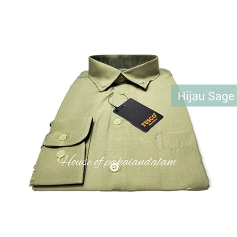 Jual Kemeja Pria Lengan Panjang Fusco Warna Hijau Sage Shopee Indonesia