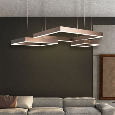 Tiered Square Acrylic Chandelier Light Simplicity Coffee Led Pendant