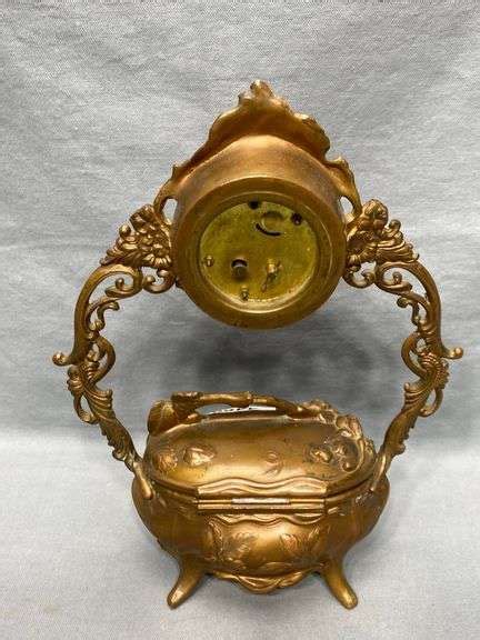 Antique Bronzed Spelter Jewelry Casket Clock Dixons Auction At Crumpton