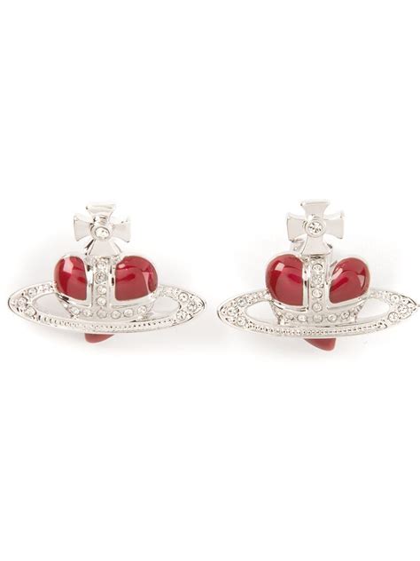 Vivienne Westwood Heart Orbit Earrings In Red Lyst Uk