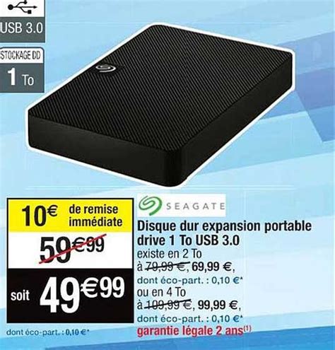 Promo Disque Dur Expansion Portable Drive 1 To Usb 3 0 Seagate Chez