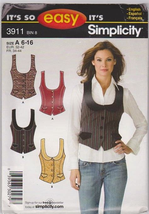 Women Vest Patterns Simplicity Pattern 3911 Womens Vest Size 6 16 It S So Easy It S