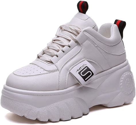 Mujer Chunky Sneaker Cuero De Pu Bajo Con Cordones Plataforma Alta