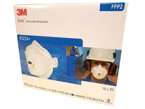 3m Aura 9322a Particulate Respirator Mask P2 Box 10 N95 Equivalent