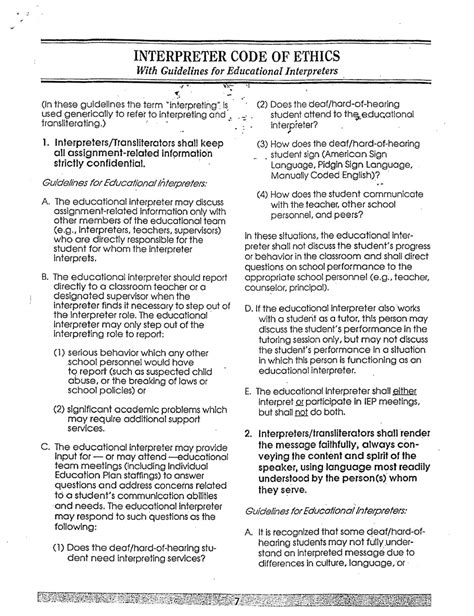 Lecture Notes Lecture 4 Intrepreter Code Of Ethics INTERPRETER