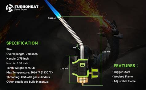 Turboheat T Te De Torche Au Propane Avec Allumeur Tube Plus Long Mini