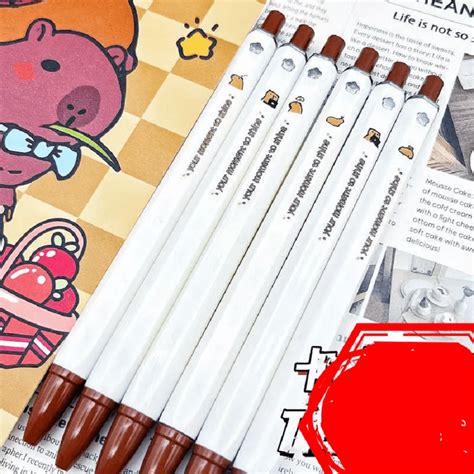 Pcs Bag Capybara Square Pens Cute Cartoon Neutral Pens For Students