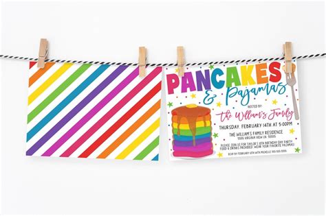 Pancakes And Pajamas Party Invitation Editable Birthday Etsy