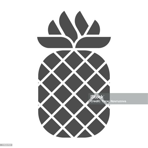 Pineapple Solid Icon Tropical Fruit Vector Illustration Isolated On White Healthy Food Glyph