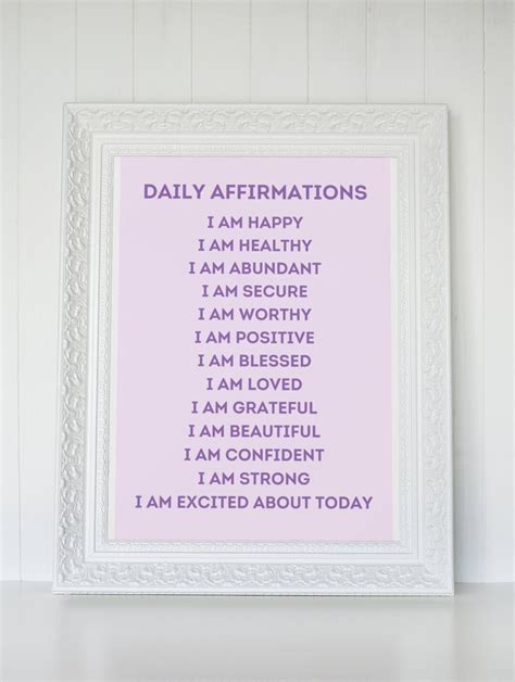 Daily Affirmations Wall Art Printable Daily Affirmations Poster Self