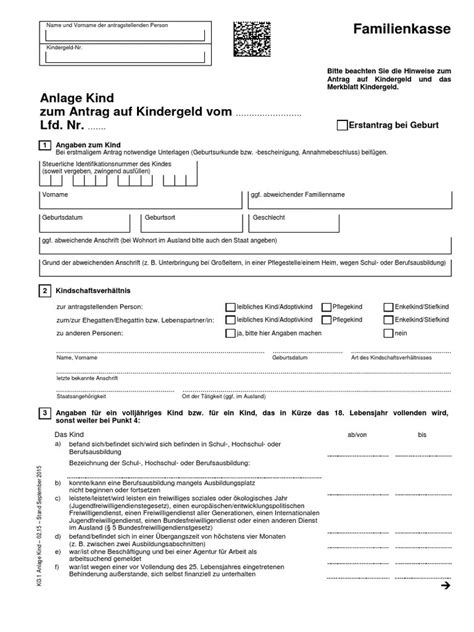 Kindergeld Antrag Pdf Anlage Kind