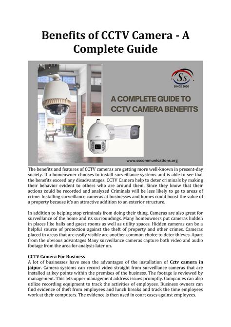 Benefits Of Cctv Camera A Complete Guide By Sscommunication Issuu