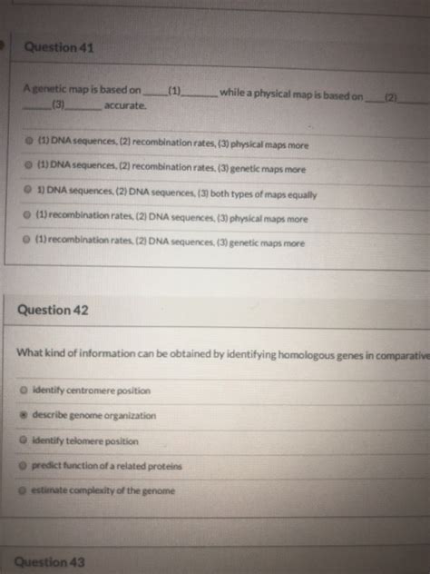 Solved Question 41 A genetic map is based on_ accurate, (1) | Chegg.com 