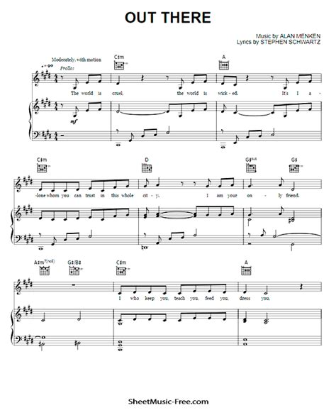 Out There Sheet Music The Hunchback of Notre Dame - ♪ SHEETMUSIC-FREE.COM