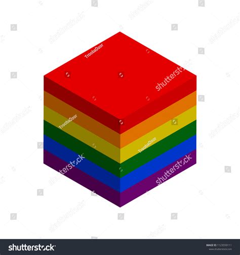 Cube Rainbow Colors Perspective On White Stock Vector Royalty Free