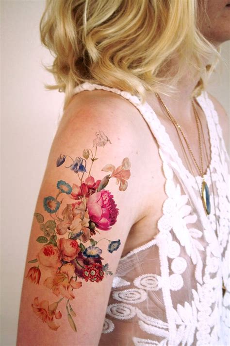 Großes vintage temporäres Blumen Tattoo Blumen tattoo Tätowierungen