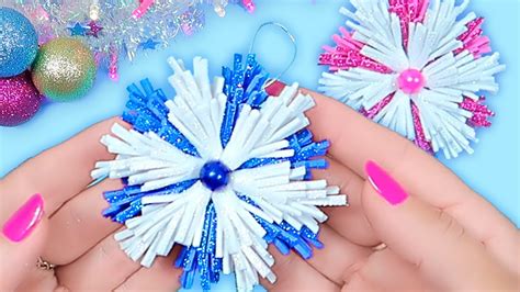 Diy Christmas Ornaments From Glitter Foam Snowflakes Christmas