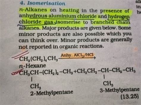 4. Isomerisation n-Alkanes on heating in the presence of anhydrous alumin..