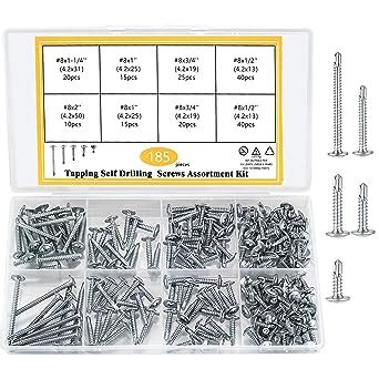 Blechschrauben Selbstschneidende 185 Stk Selbstbohrende Schrauben