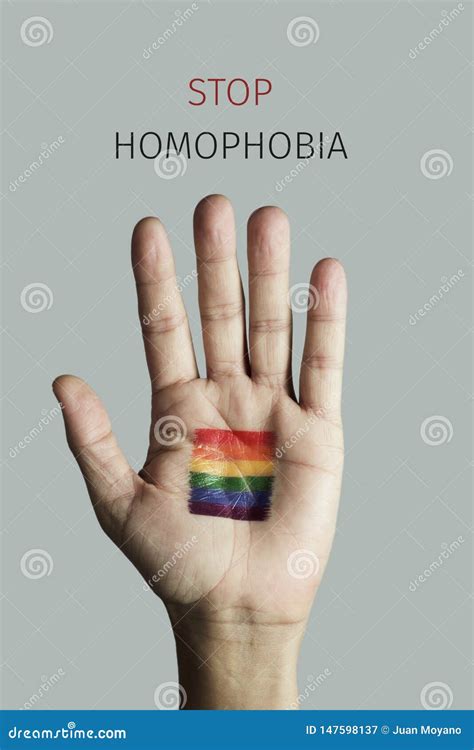 Rainbow Flag And Text Stop Homophobia Stock Image Image Of Bisexual