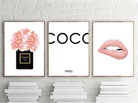 Fashion Prints Blush Pink Wall Art Set Of 3 Chic Perfume Etsy