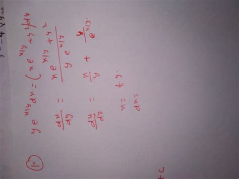 10 Solve The Differential Equation Y E { Frac { X } { Y } } D X Left X E { Y } Y