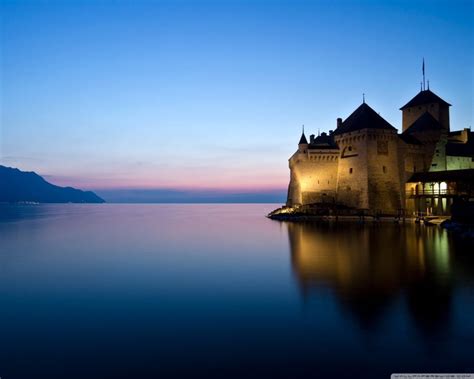 Lake Castles Sunset Ch Teau De Chillon Sea Panorama Castle Night