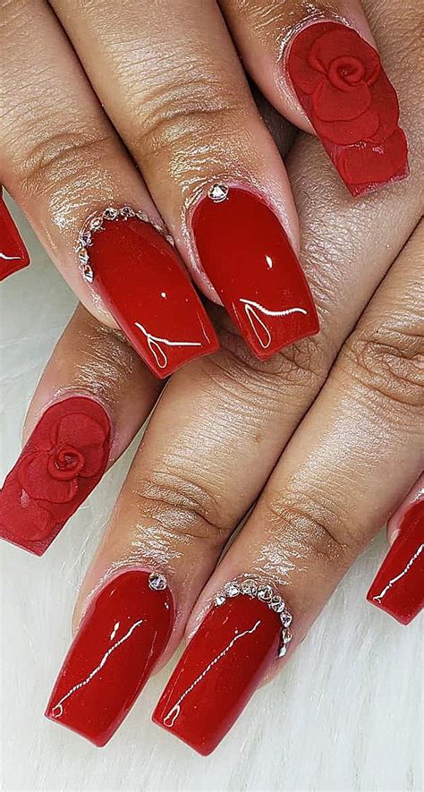 Red Nails Design Ideas Different Coffin Acrylic And Polish Methods