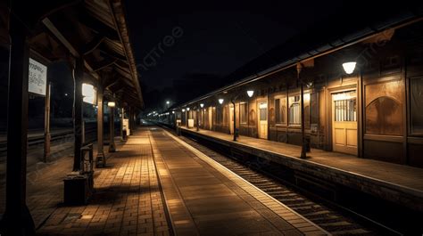 Fundo Estação De Trem à Noite Fundo Plataforma Da Estação Da Cidade Do