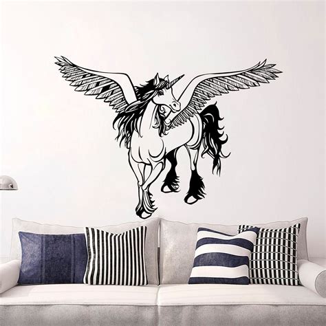 Pegasus Wall Decal Unicorn Decals Horse Stickers Unicorn Vinyl Etsy