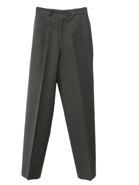 S Retro Pants S No Label Mens Olive Green Wool Acrylic Twill