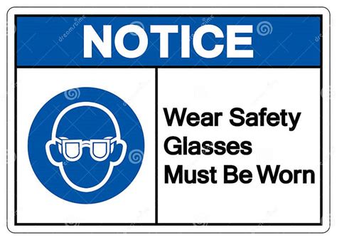 Notice Wear Safety Glasses Must Be Worn Symbol Sign Vector