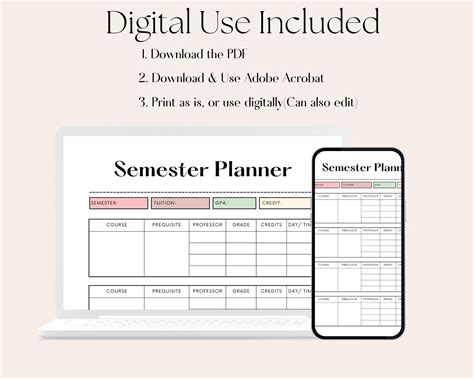 Editable Semester Planner Printable Semester Planner - Etsy